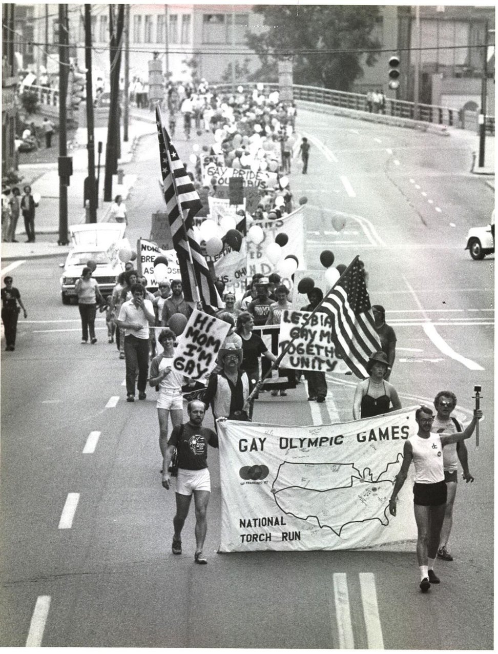 newspaper photograph of a gay pride parade