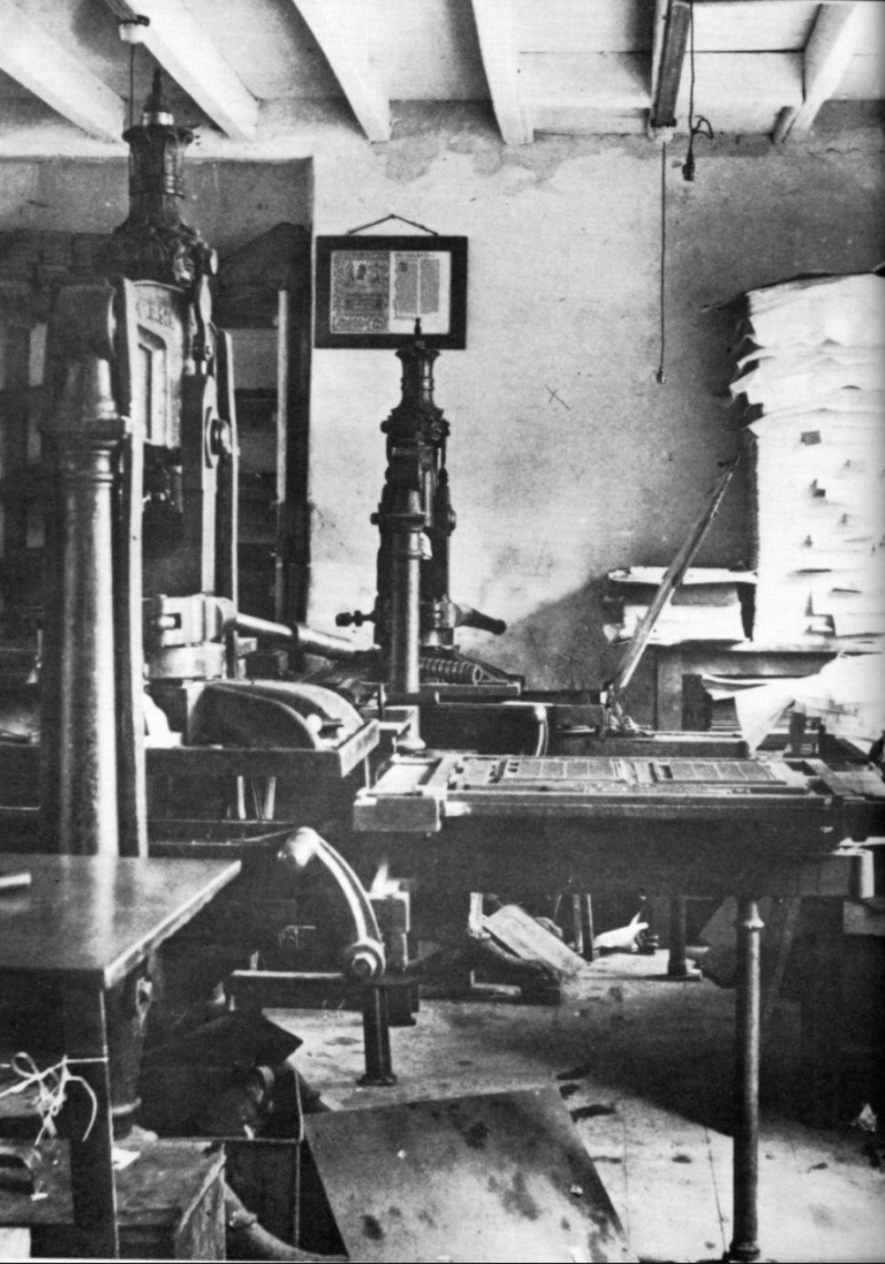 Iron press in a printshop